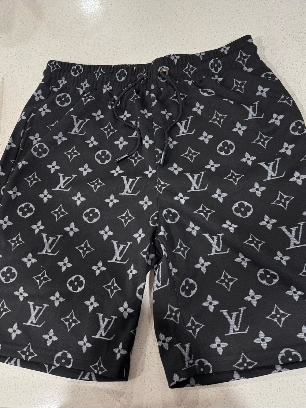 Louis Vuitton Black & Gray Monogram Cotton Shorts